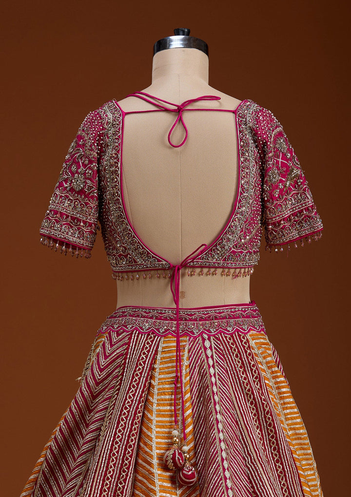 Rani Pink Cutdana Banarasi Readymade Lehenga-koskii