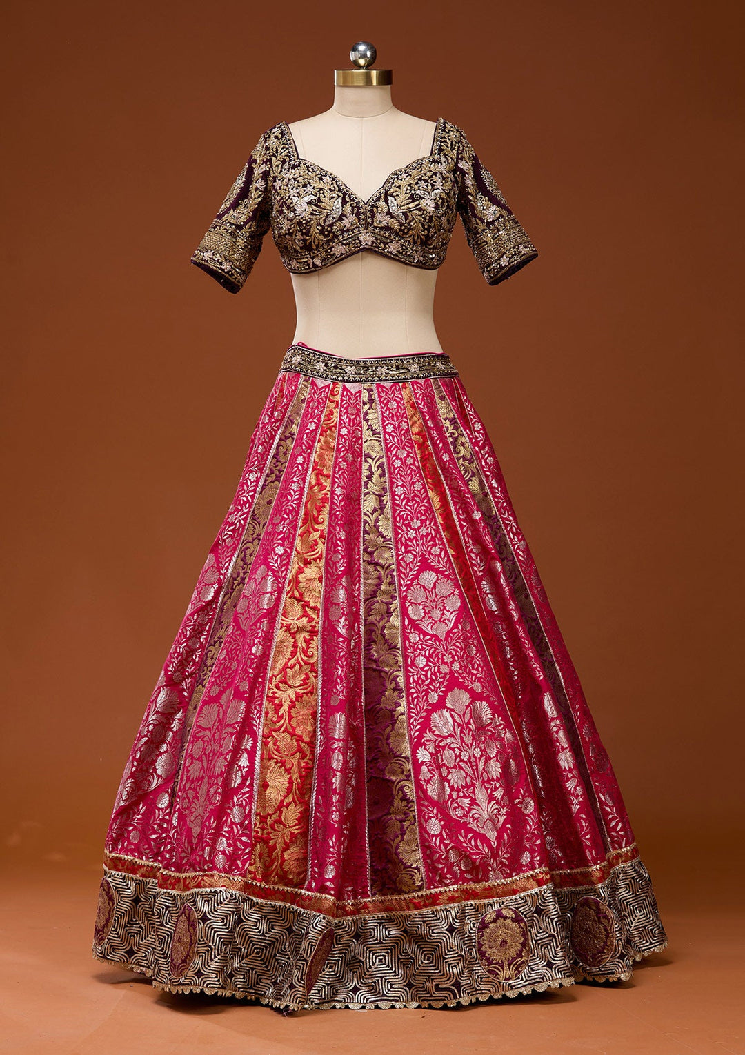 Pink Zardosi Brocade Readymade Lehenga_Koskii