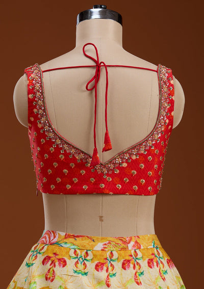 Mustard Cutdana Raw Silk Readymade Lehenga-koskii