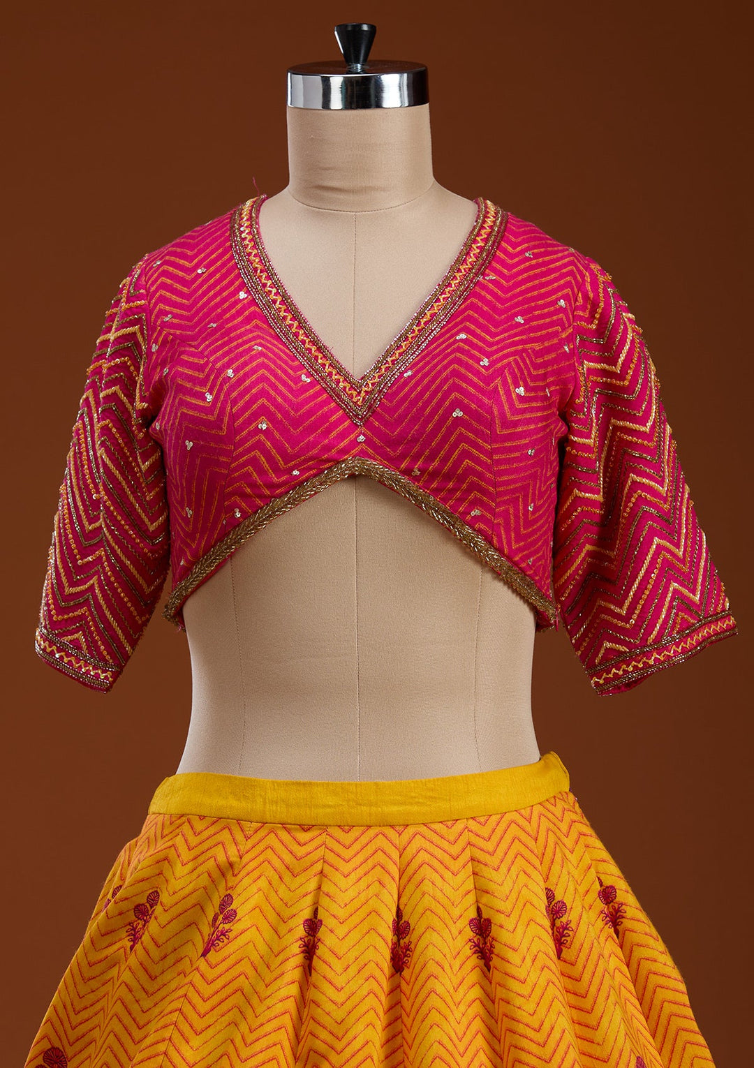 Mustard Cutdana Raw Silk Readymade Lehenga-koskii