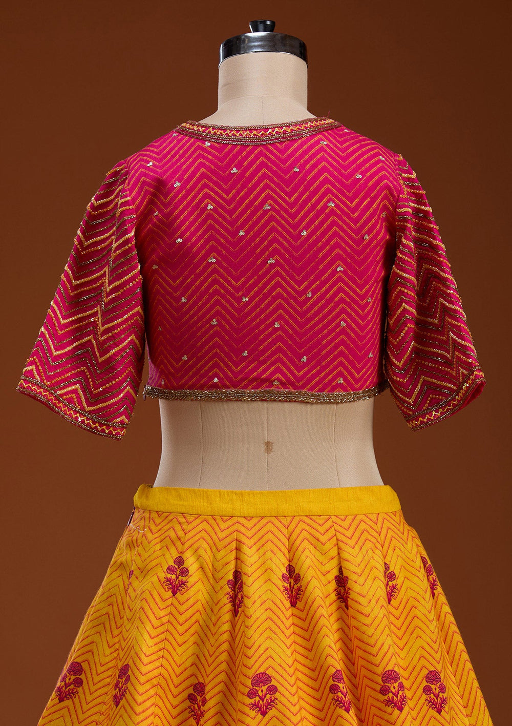 Mustard Cutdana Raw Silk Readymade Lehenga-koskii