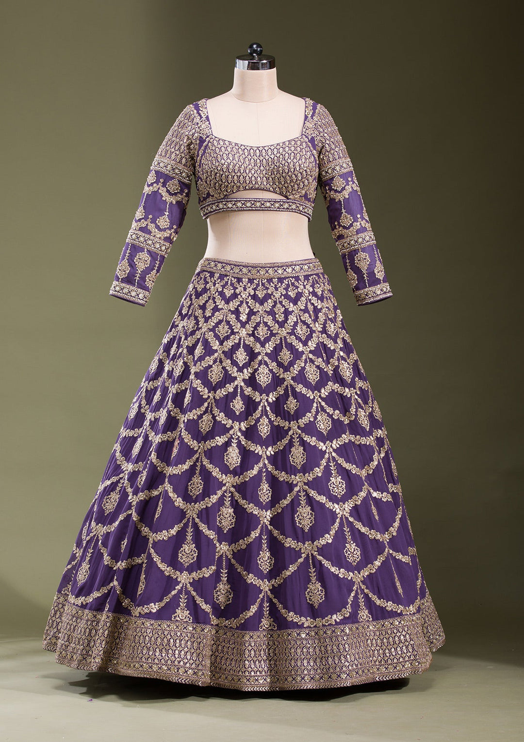 Purple Zariwork Georgette Readymade Lehenga-koskii