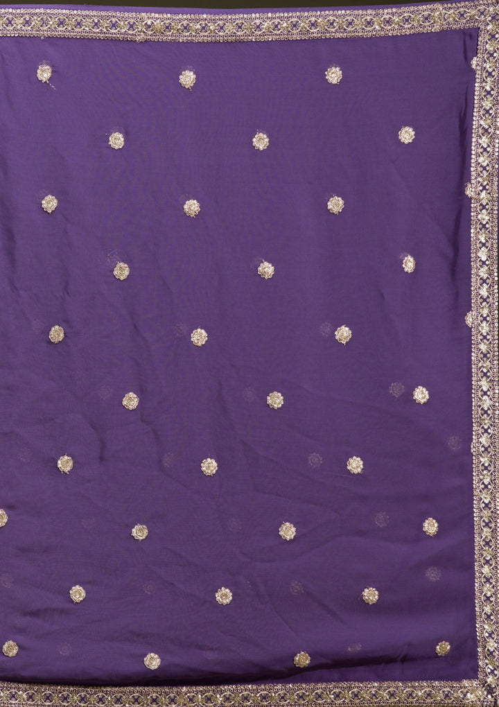 Purple Zariwork Georgette Readymade Lehenga-koskii