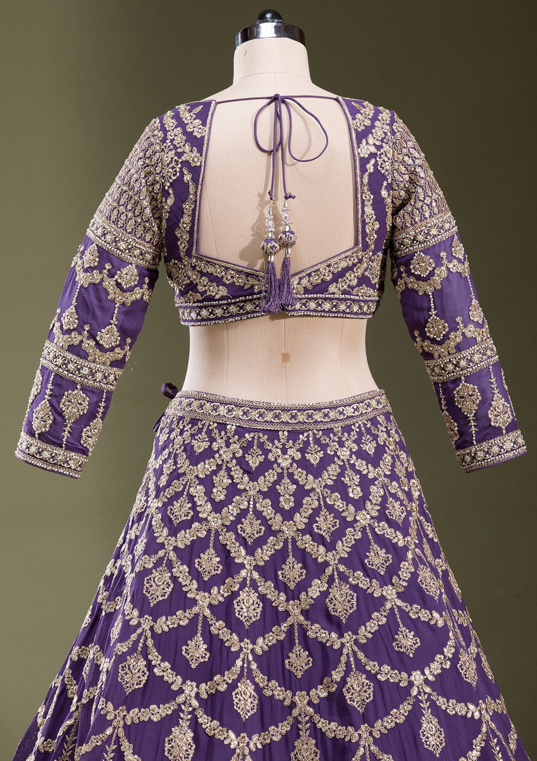 Purple Zariwork Georgette Readymade Lehenga-koskii