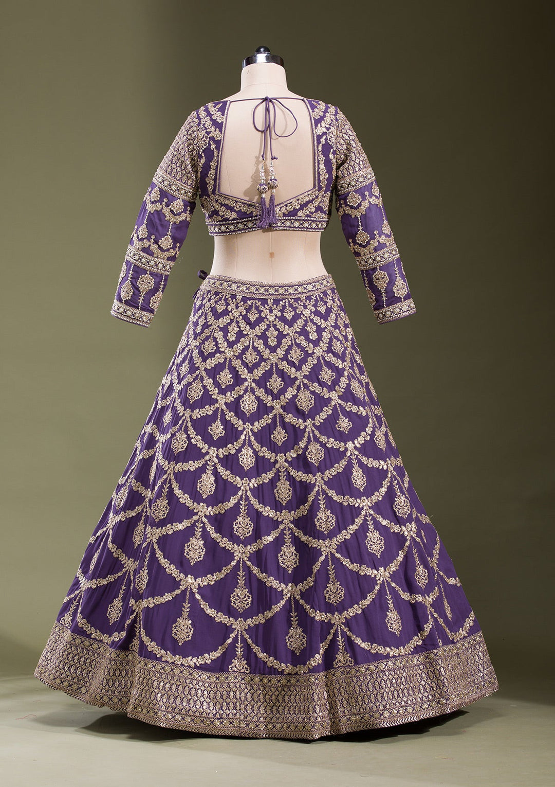 Purple Zariwork Georgette Readymade Lehenga-koskii