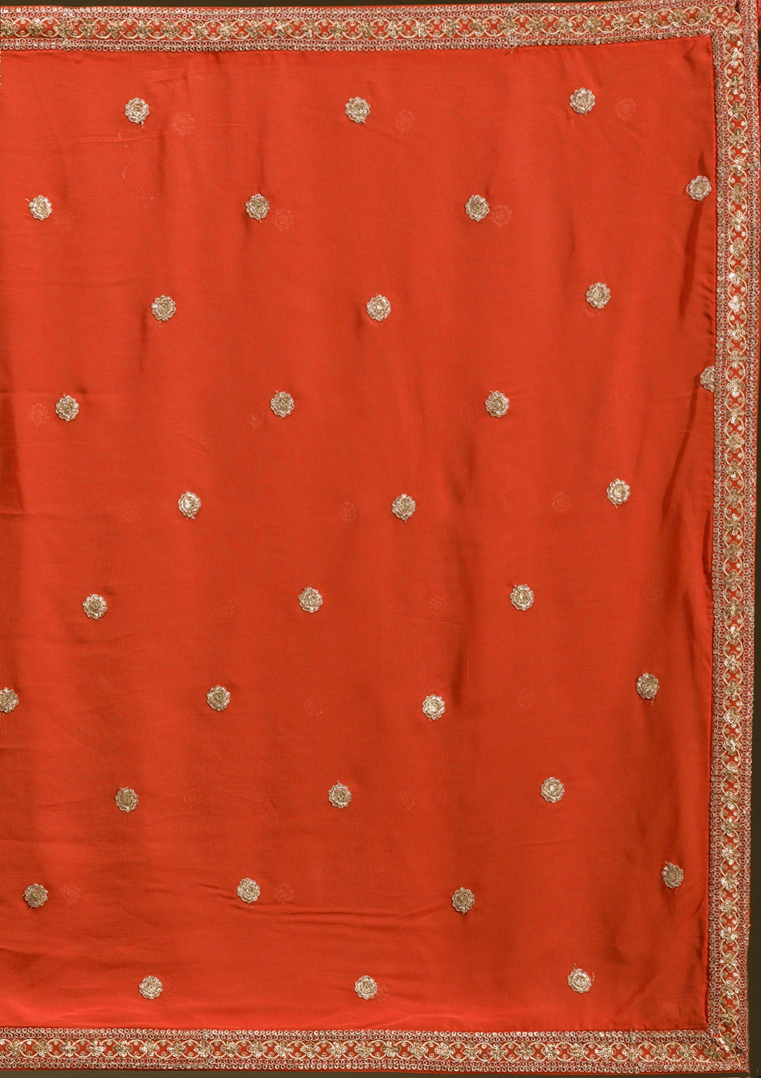 Rust Zariwork Georgette Readymade Lehenga-koskii