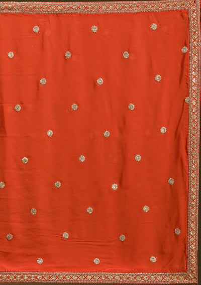 Rust Zariwork Georgette Readymade Lehenga-koskii