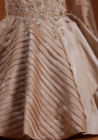 Gold Stonework Shimmer Readymade Lehenga-koskii