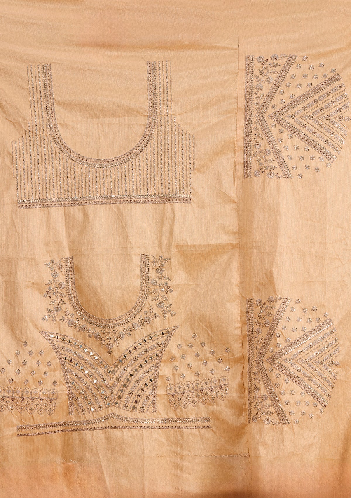 Peach Threadwork Banarasi Readymade Lehenga-koskii