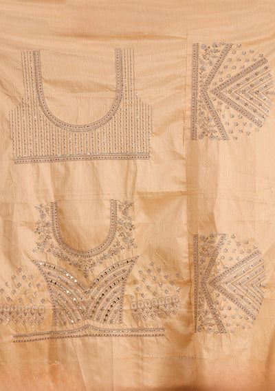 Peach Threadwork Banarasi Readymade Lehenga-koskii