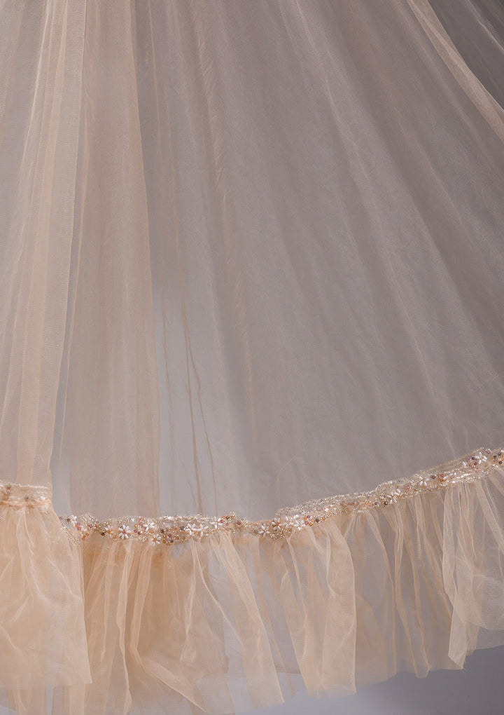 Peach Cutdana Imported Fabric Readymade Lehenga-koskii