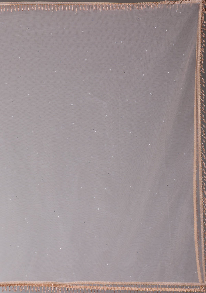 Light Peach Applique Imported Fabric Readymade Lehenga-koskii