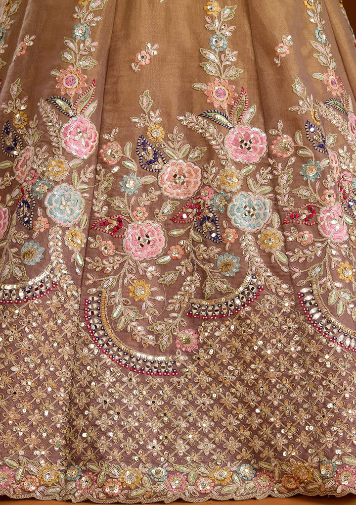 Lavender Threadwork Net Readymade Lehenga-koskii