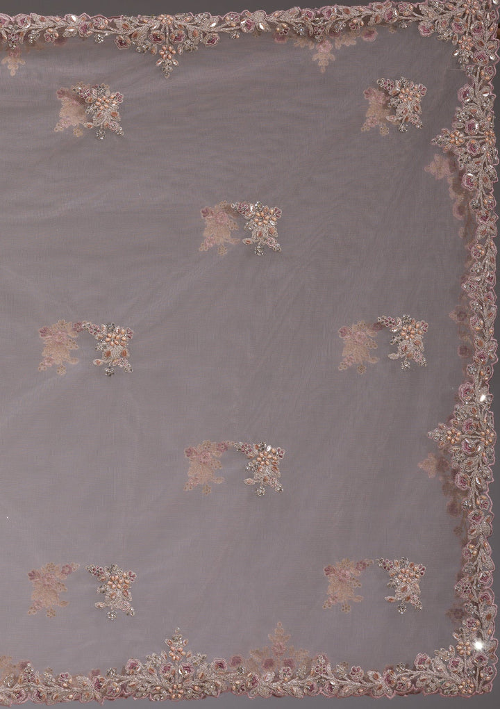Beige Cutdana Net Readymade Lehenga-koskii
