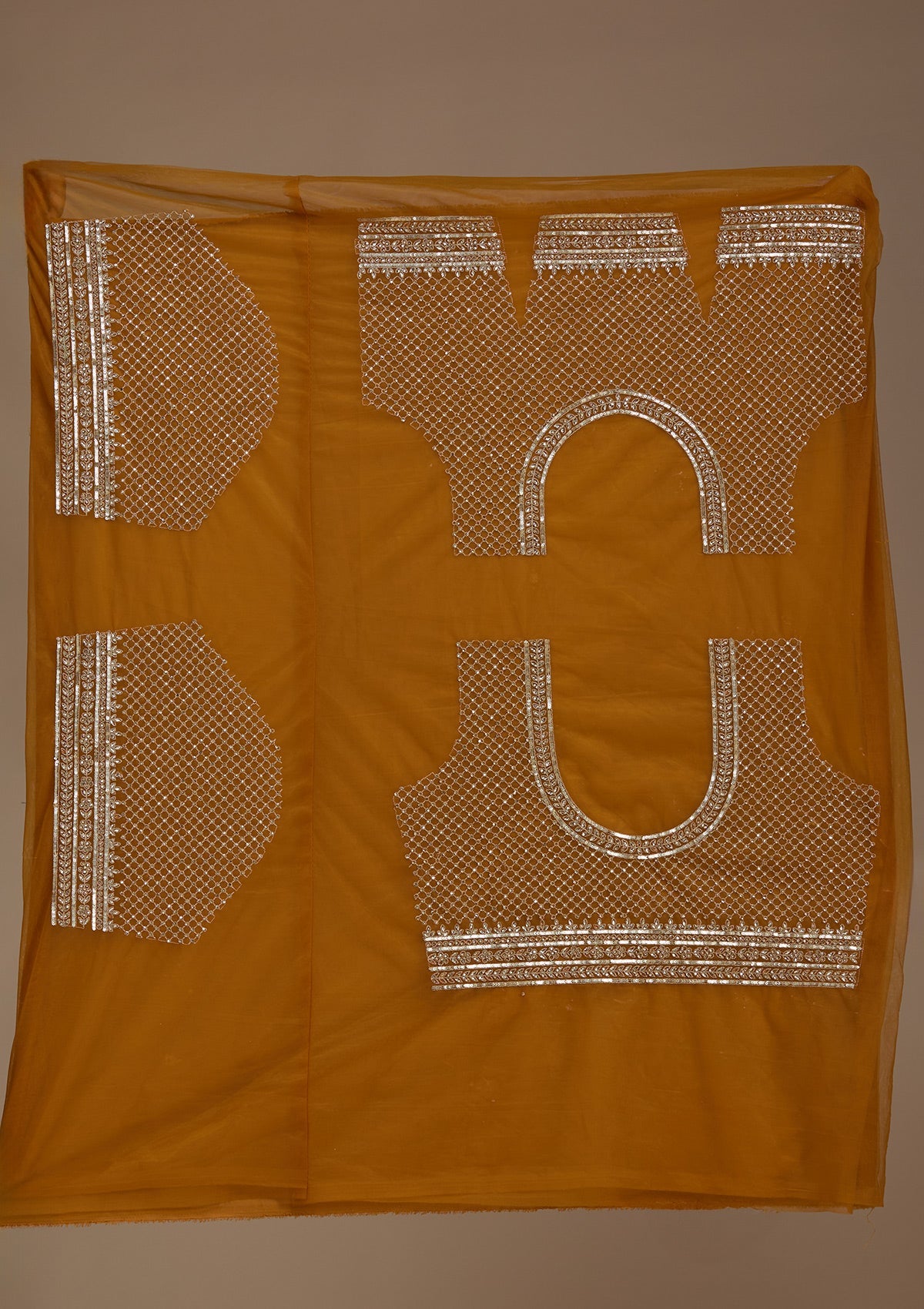 Mustard Zariwork Net Semi-Stitched Lehenga-koskii
