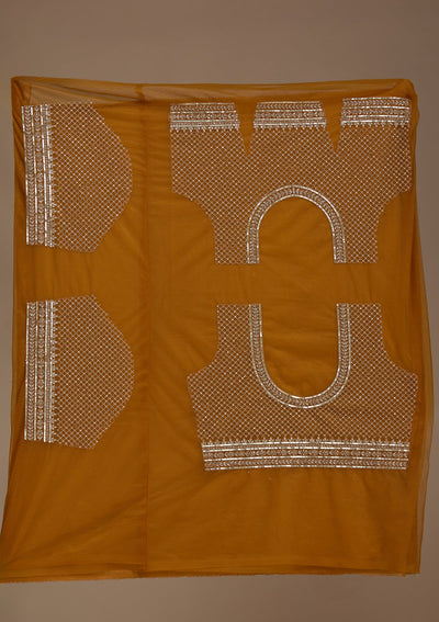 Mustard Zariwork Net Semi-Stitched Lehenga-koskii