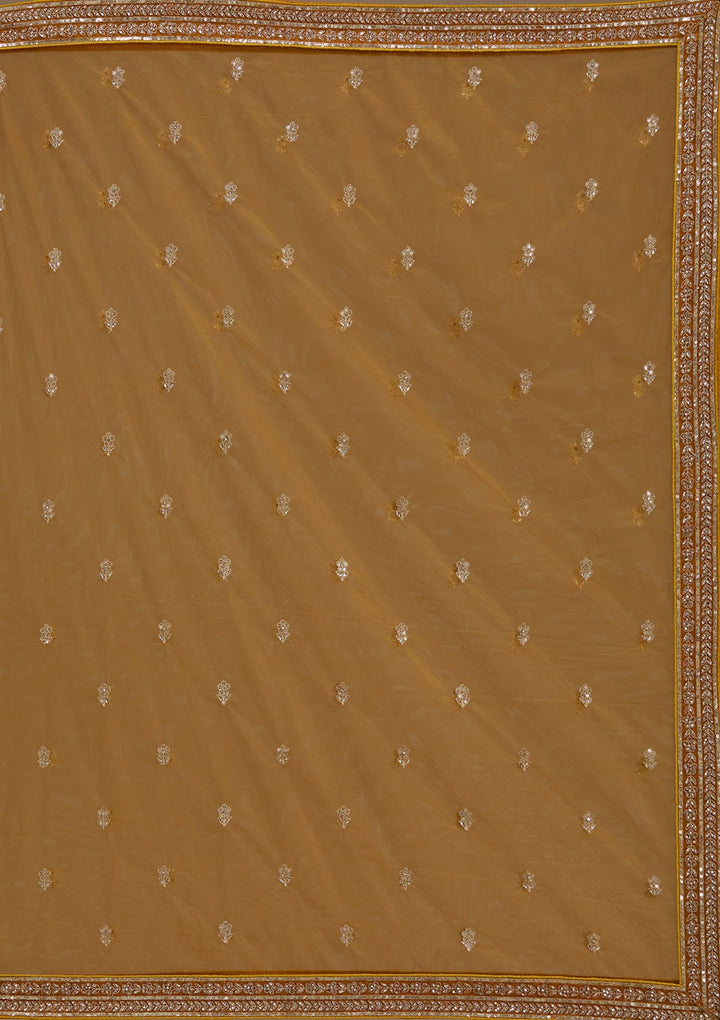 Mustard Zariwork Net Semi-Stitched Lehenga-koskii