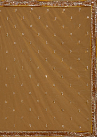 Mustard Zariwork Net Semi-Stitched Lehenga-koskii