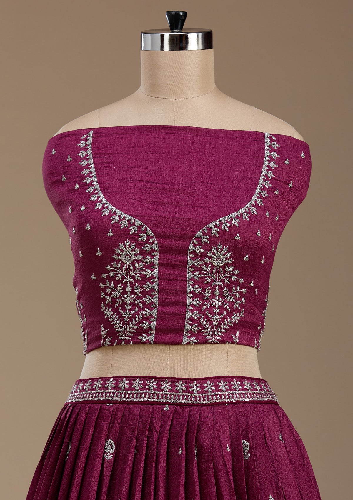 Purple Zariwork Net Semi-Stitched Lehenga-koskii