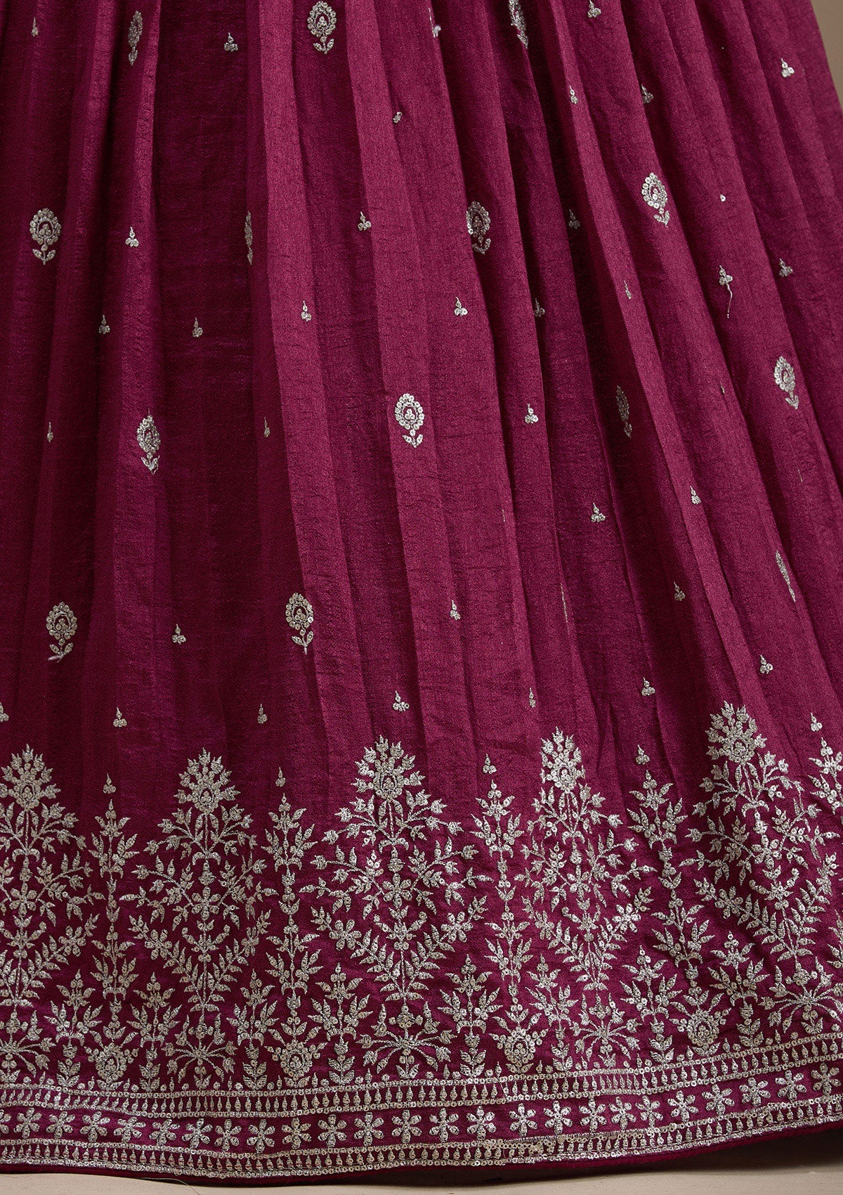 Purple Zariwork Net Semi-Stitched Lehenga-koskii