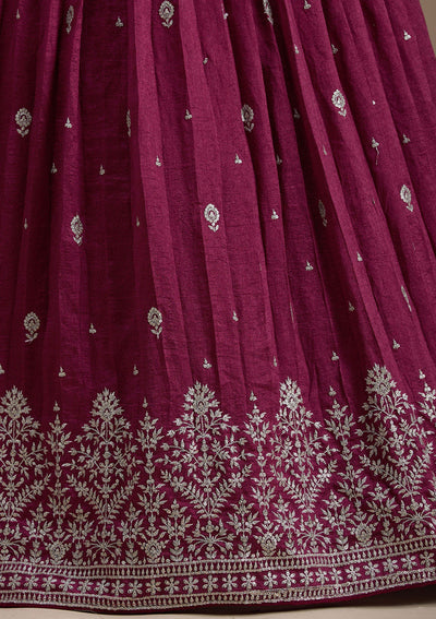 Purple Zariwork Net Semi-Stitched Lehenga-koskii