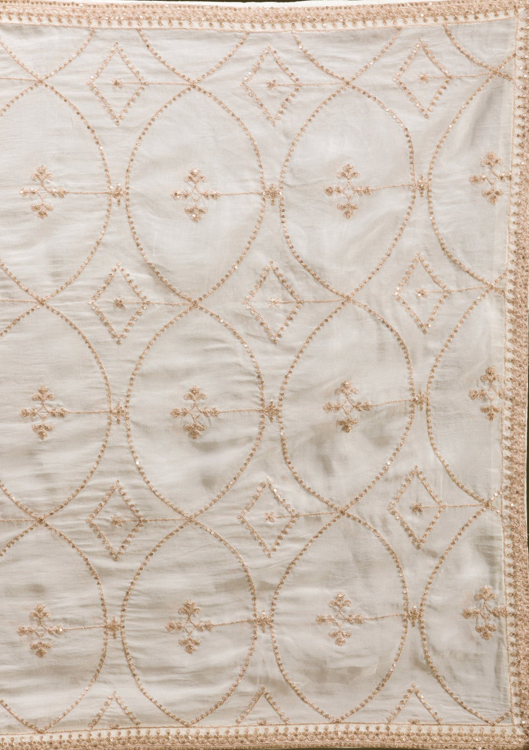 Off White Cording Banarasi Readymade Lehenga-koskii