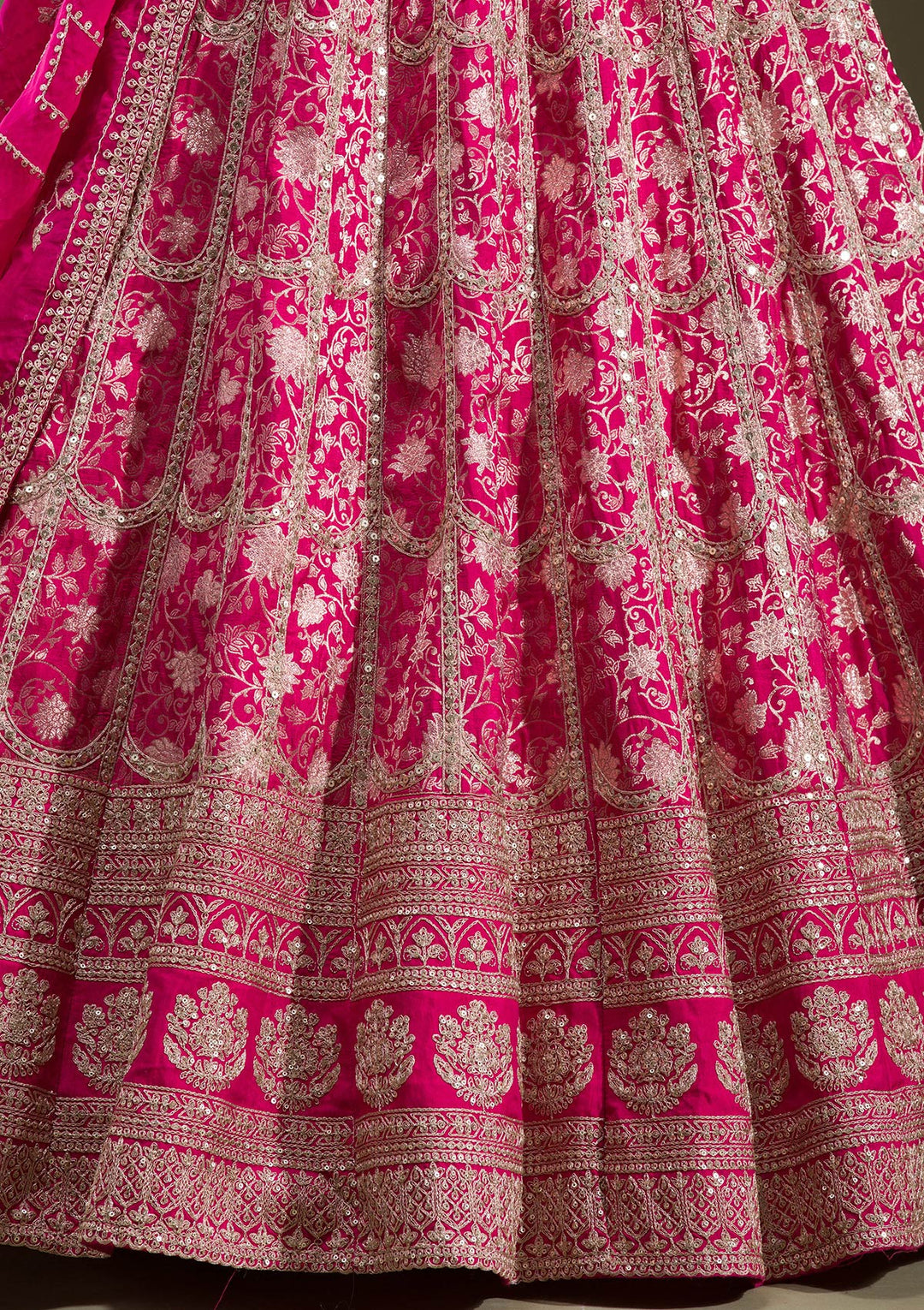 Rani Pink Cording Banarasi Readymade Lehenga-koskii