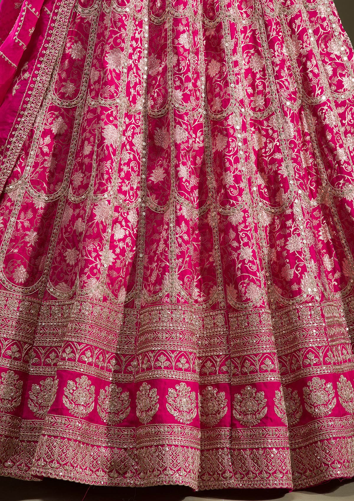 Rani Pink Cording Banarasi Readymade Lehenga-koskii