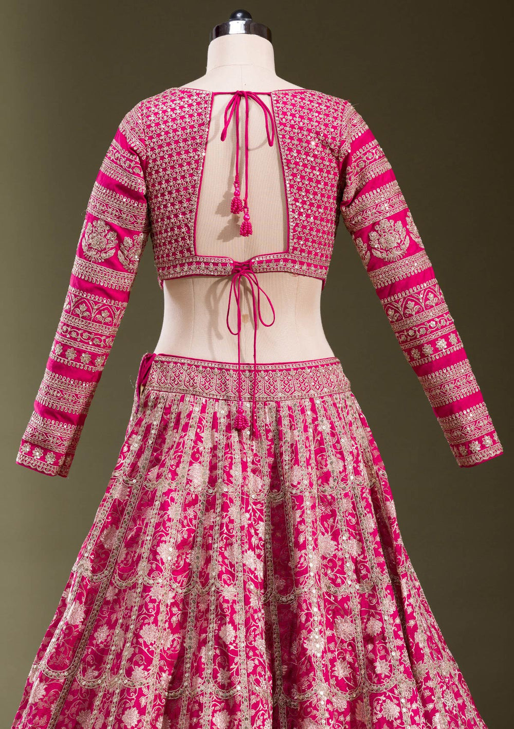 Rani Pink Cording Banarasi Readymade Lehenga-koskii