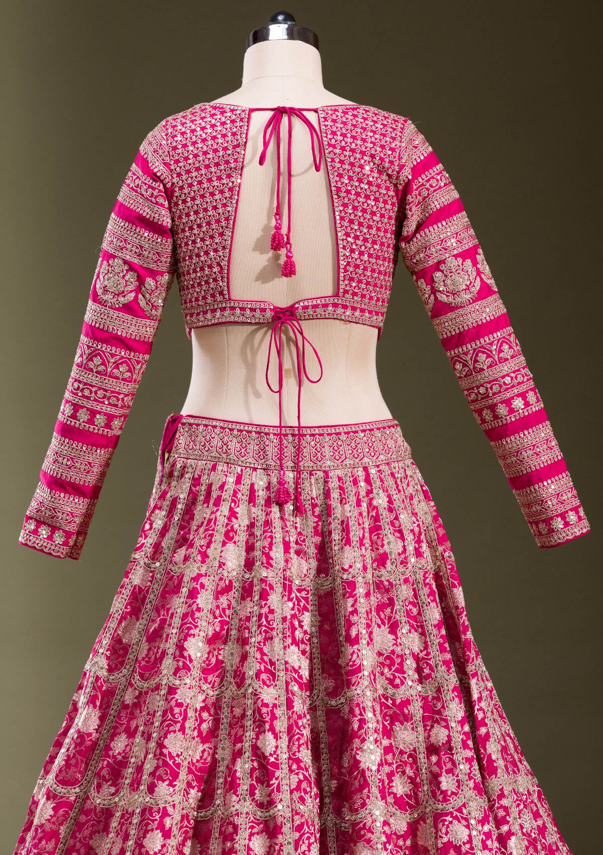 Rani Pink Cording Banarasi Readymade Lehenga-koskii