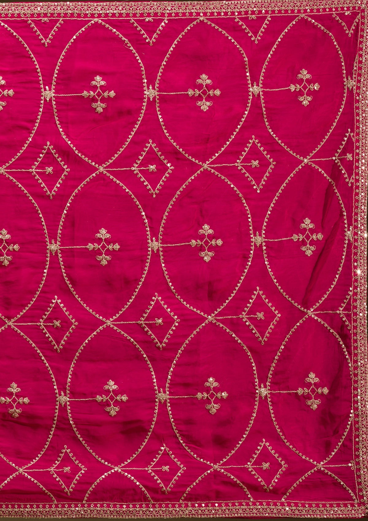 Rani Pink Cording Banarasi Readymade Lehenga-koskii