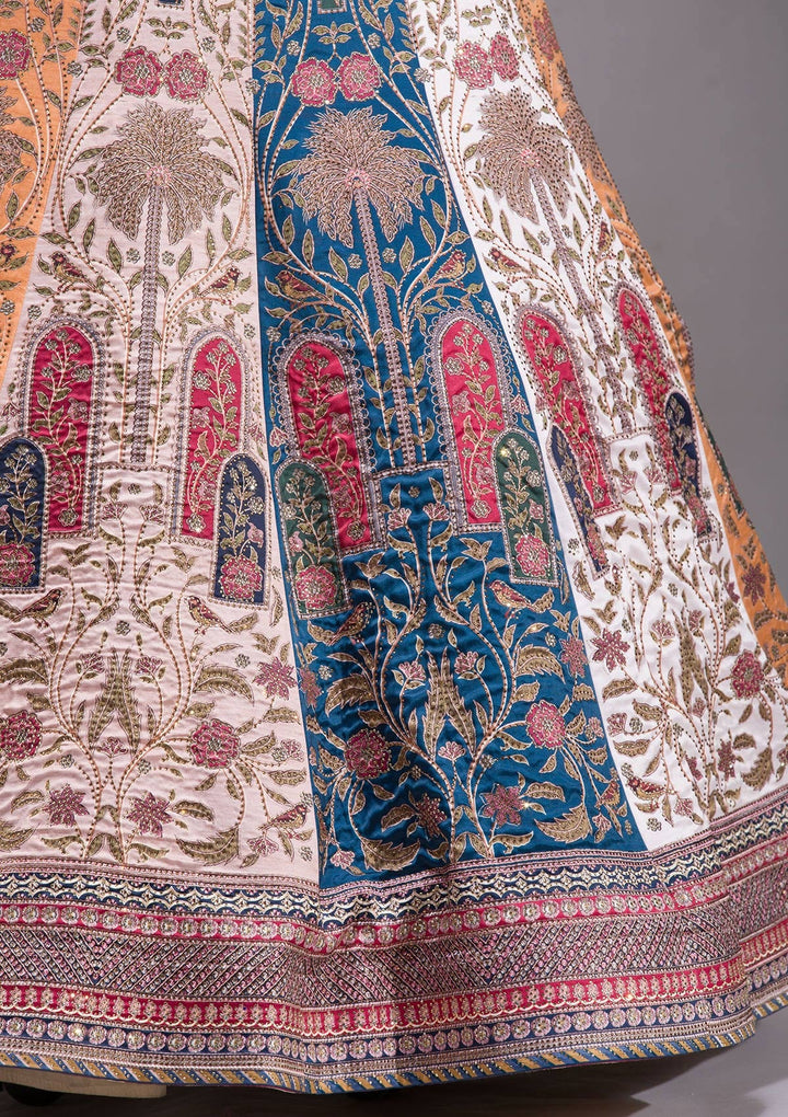 Multi Swarovski Raw Silk Readymade Lehenga-koskii