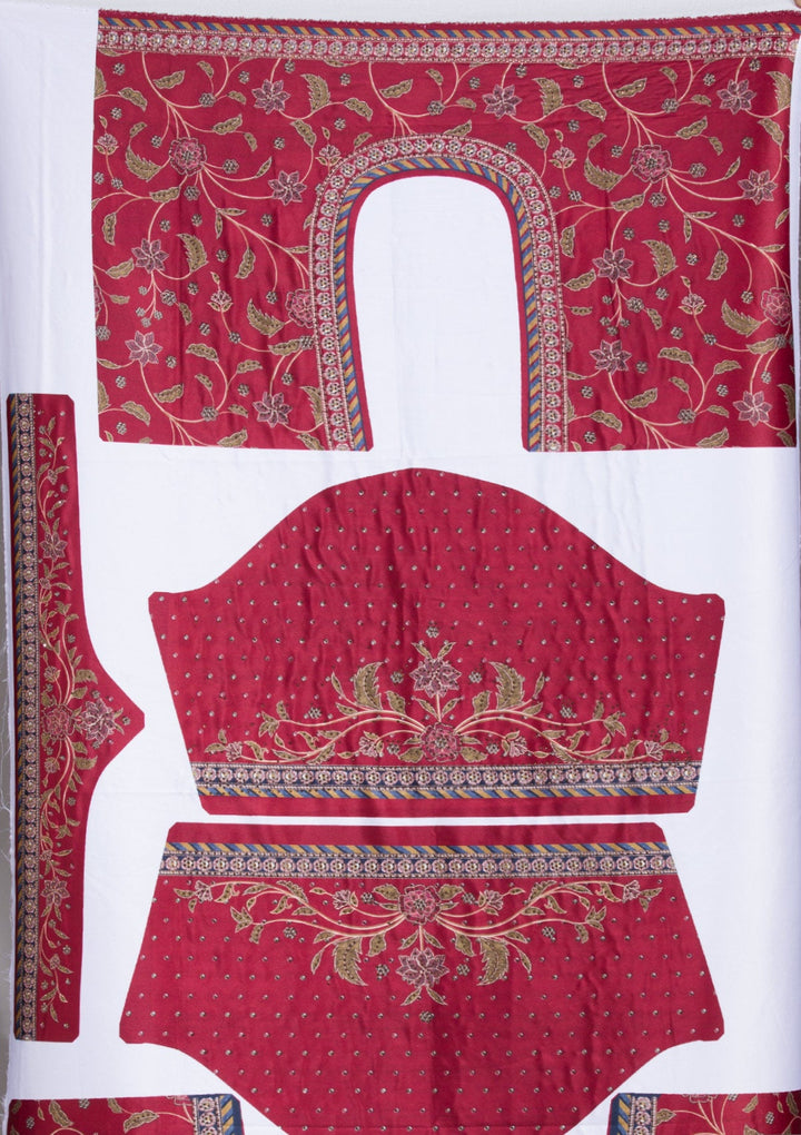 Multi Swarovski Raw Silk Readymade Lehenga-koskii