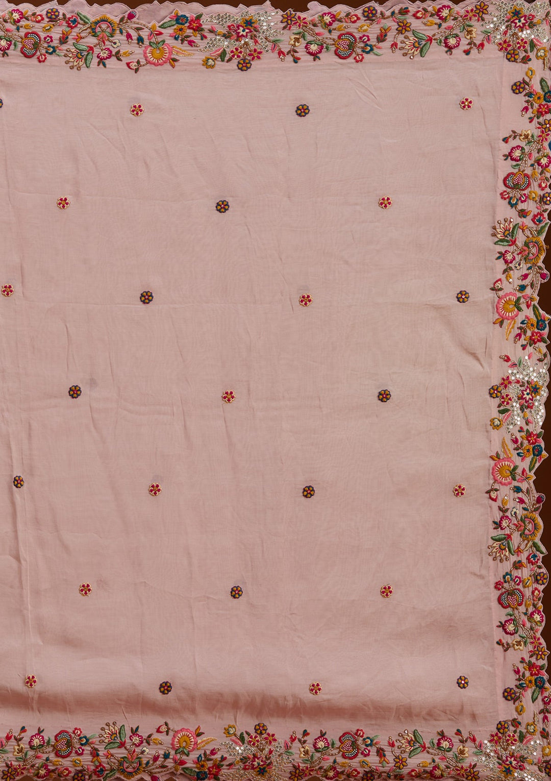 Baby Pink Sequins Raw Silk Readymade Lehenga-koskii