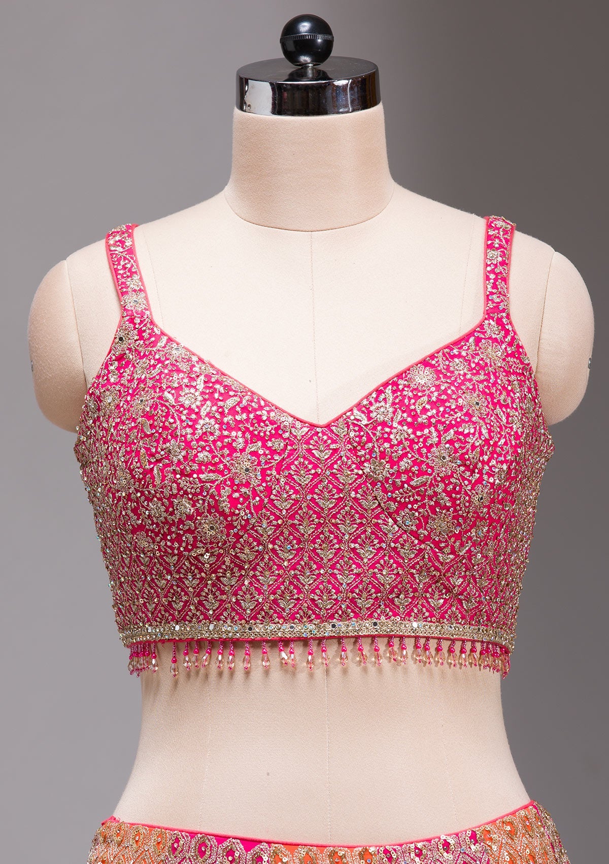 Rani Pink Zariwork Georgette Readymade Lehenga-koskii