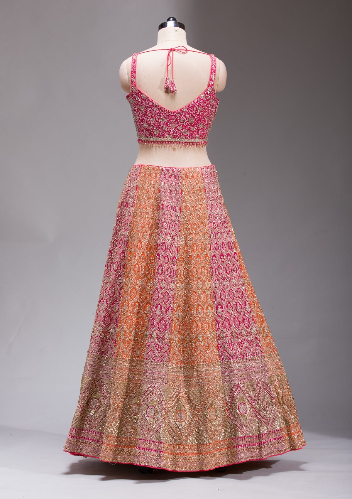 Rani Pink Zariwork Georgette Readymade Lehenga-koskii