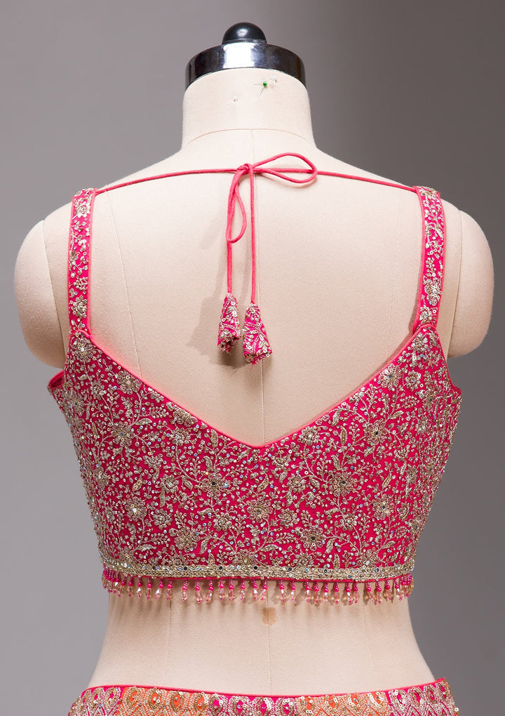 Rani Pink Zariwork Georgette Readymade Lehenga-koskii