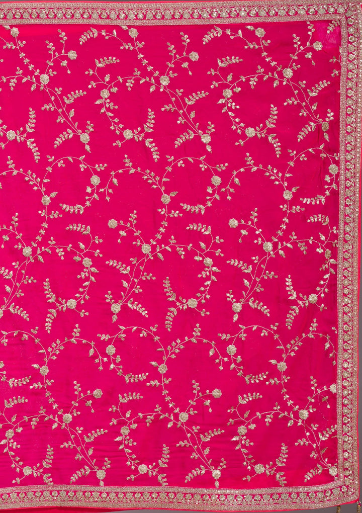 Rani Pink Zariwork Georgette Readymade Lehenga-koskii