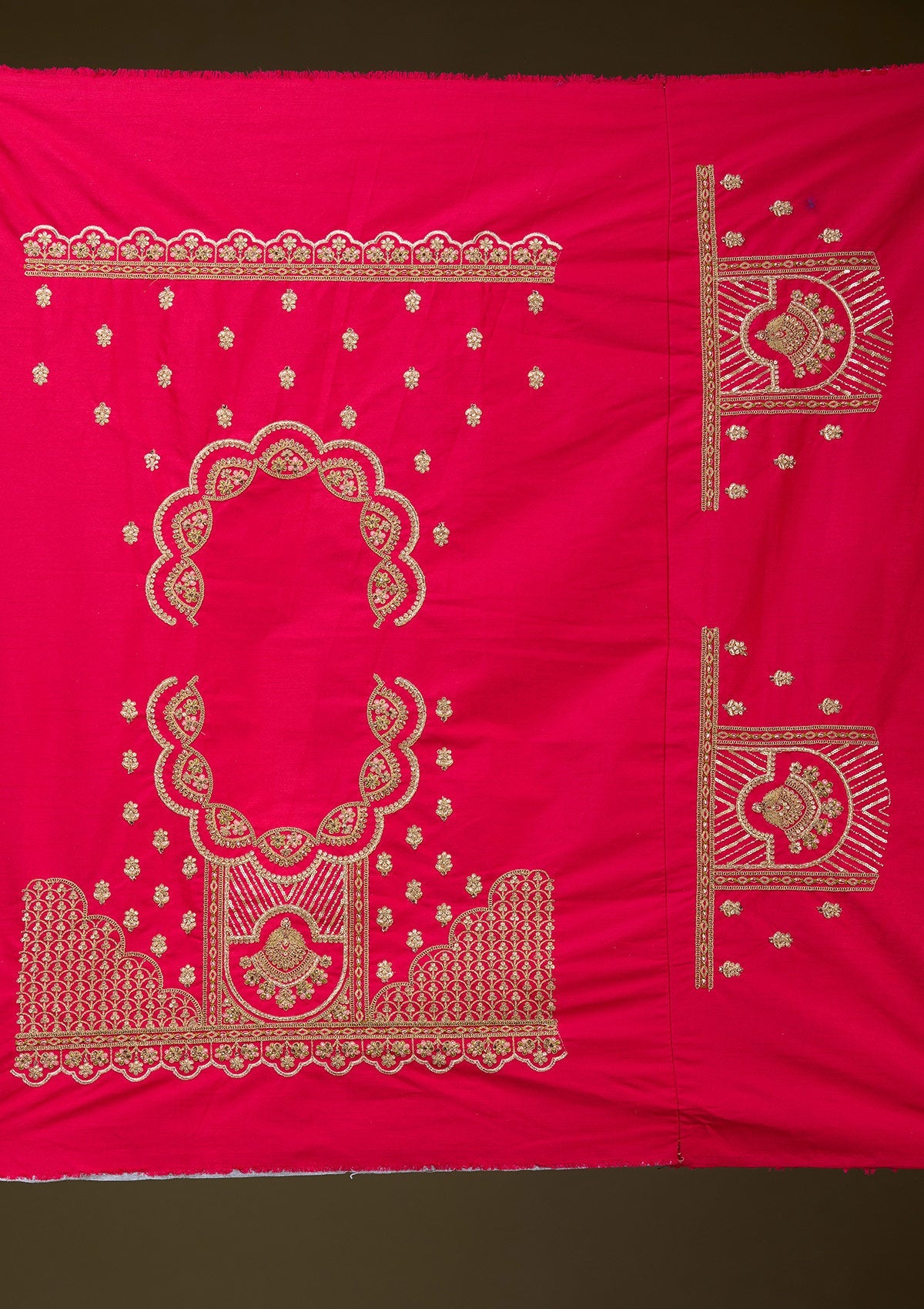 Light Orange Zariwork Banarasi Semi-Stitched Lehenga_Koskii