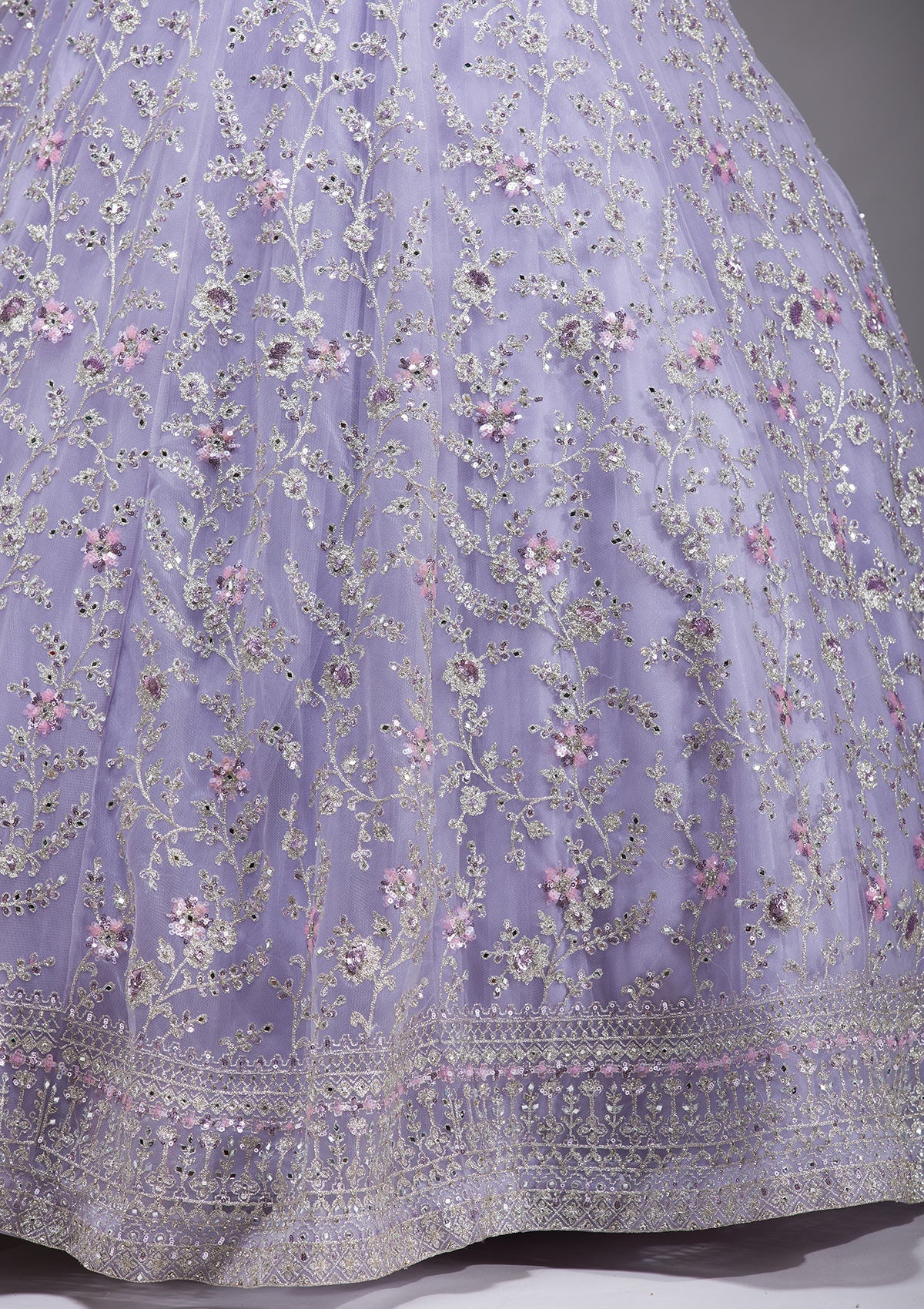 Lavender Stonework Net Readymade Lehenga-koskii