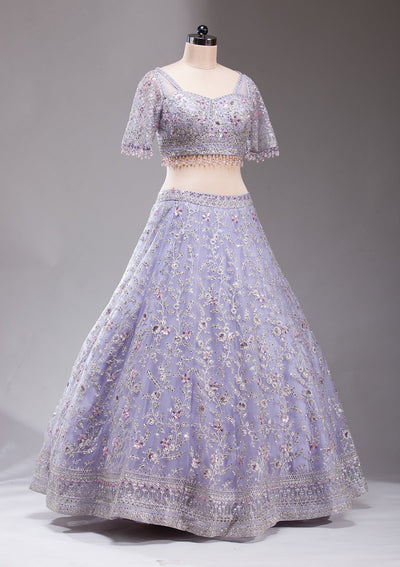 Lavender Stonework Net Readymade Lehenga-koskii