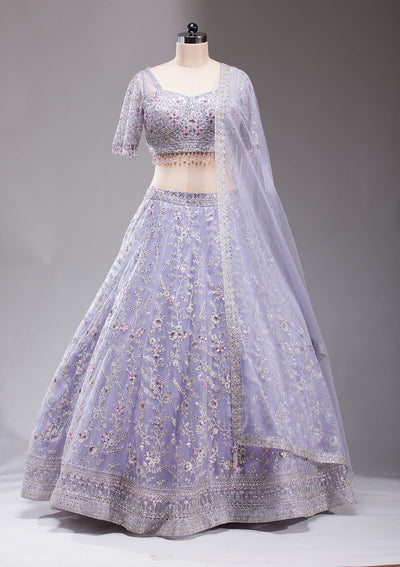 Lavender Stonework Net Readymade Lehenga-koskii