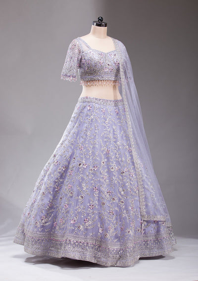 Lavender Stonework Net Readymade Lehenga-koskii