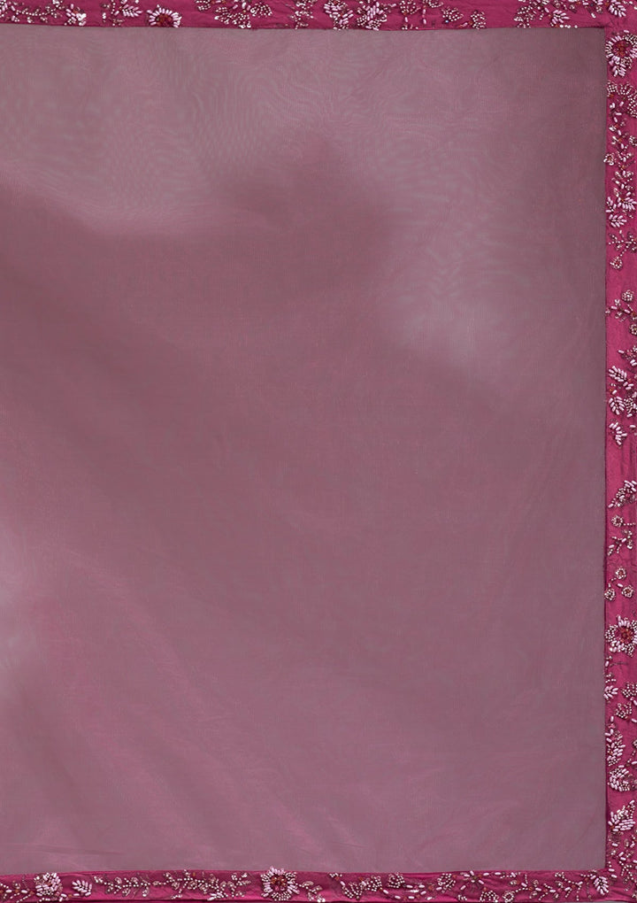 Mauve Pearlwork Net Readymade Lehenga-koskii