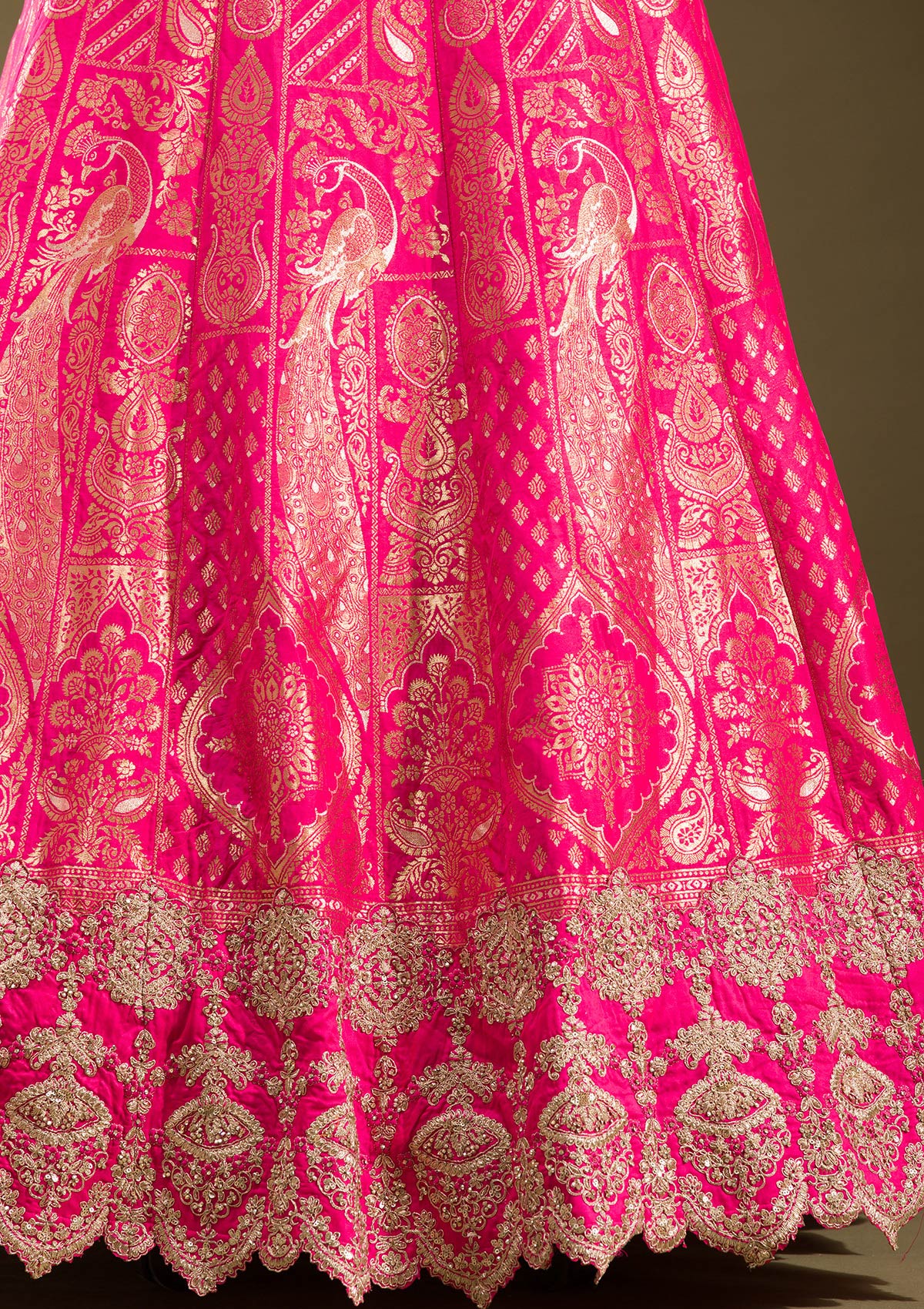 Rani Pink Zariwork Banarasi Readymade Lehenga-koskii