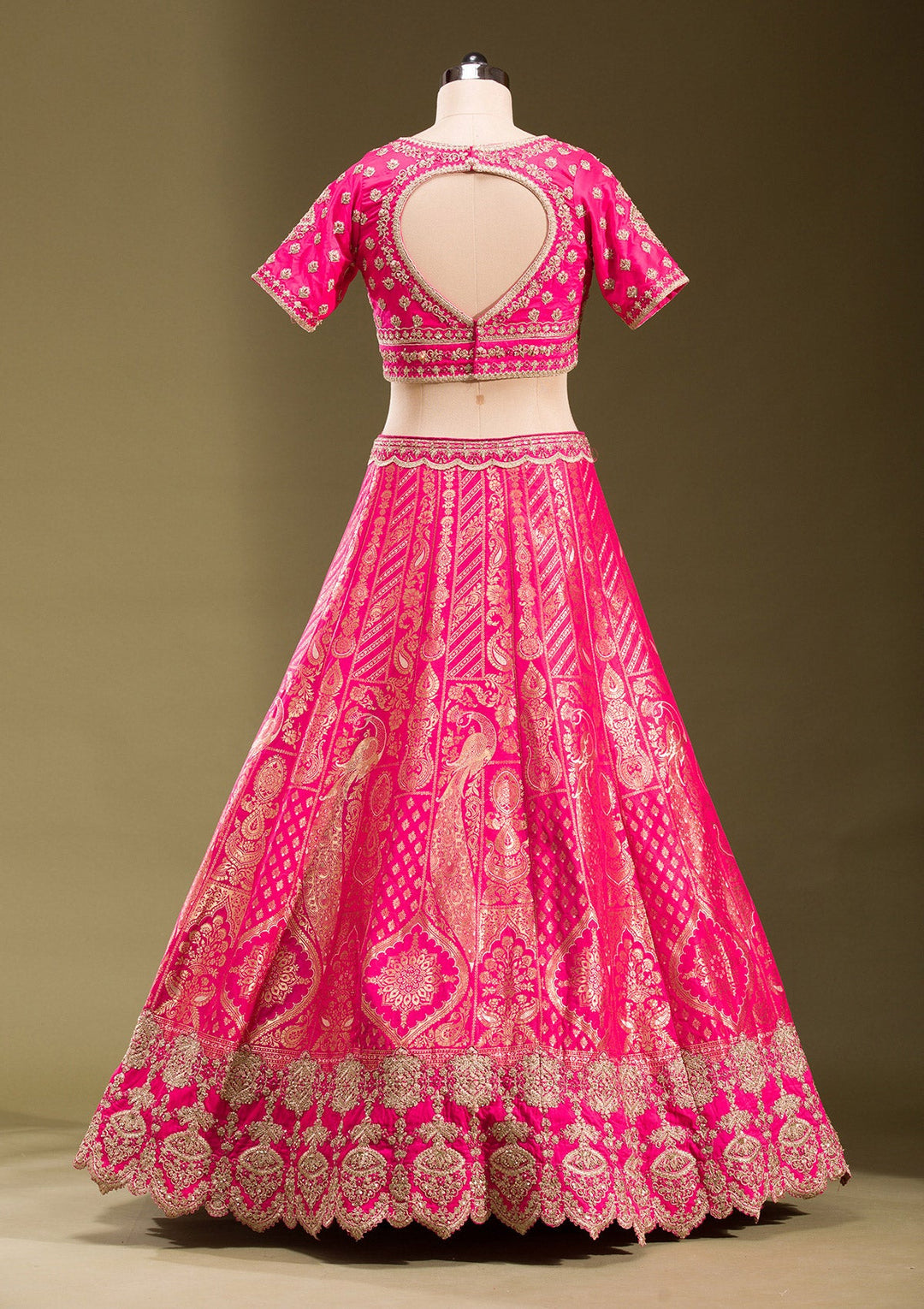 Rani Pink Zariwork Banarasi Readymade Lehenga-koskii