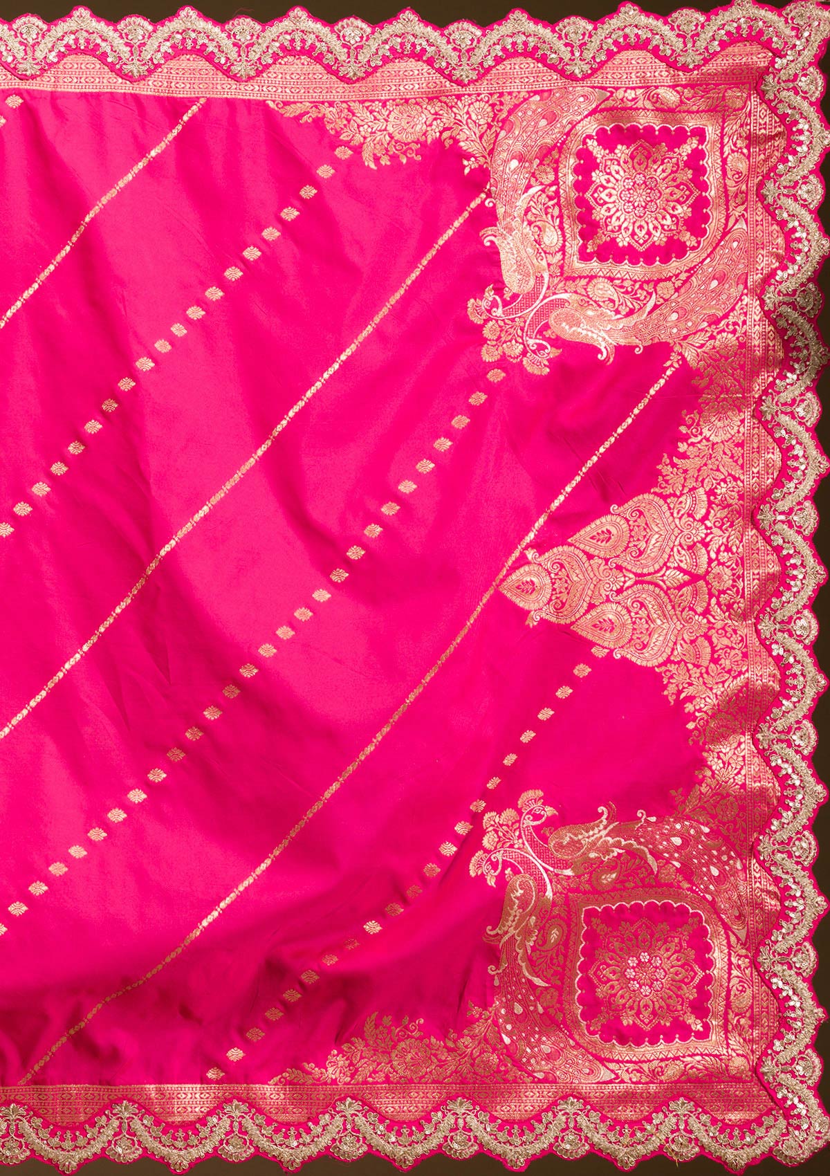 Rani Pink Zariwork Banarasi Readymade Lehenga-koskii