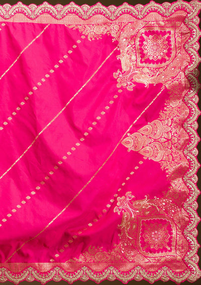 Rani Pink Zariwork Banarasi Readymade Lehenga-koskii