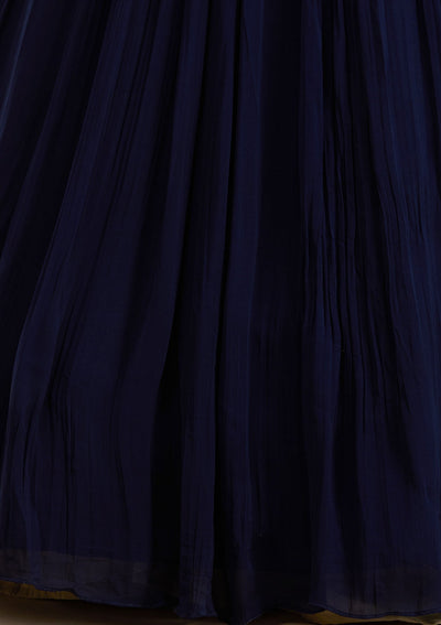 Navy Blue Zariwork Georgette Readymade Lehenga-koskii