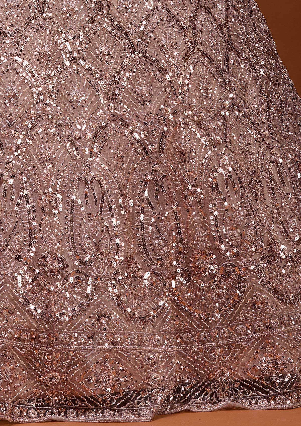 Baby Pink Cutdana Net Readymade Lehenga_Koskii